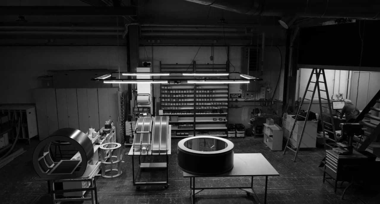 The Bora Studios and Exponatwerke workshop in Germany, with installations in progress